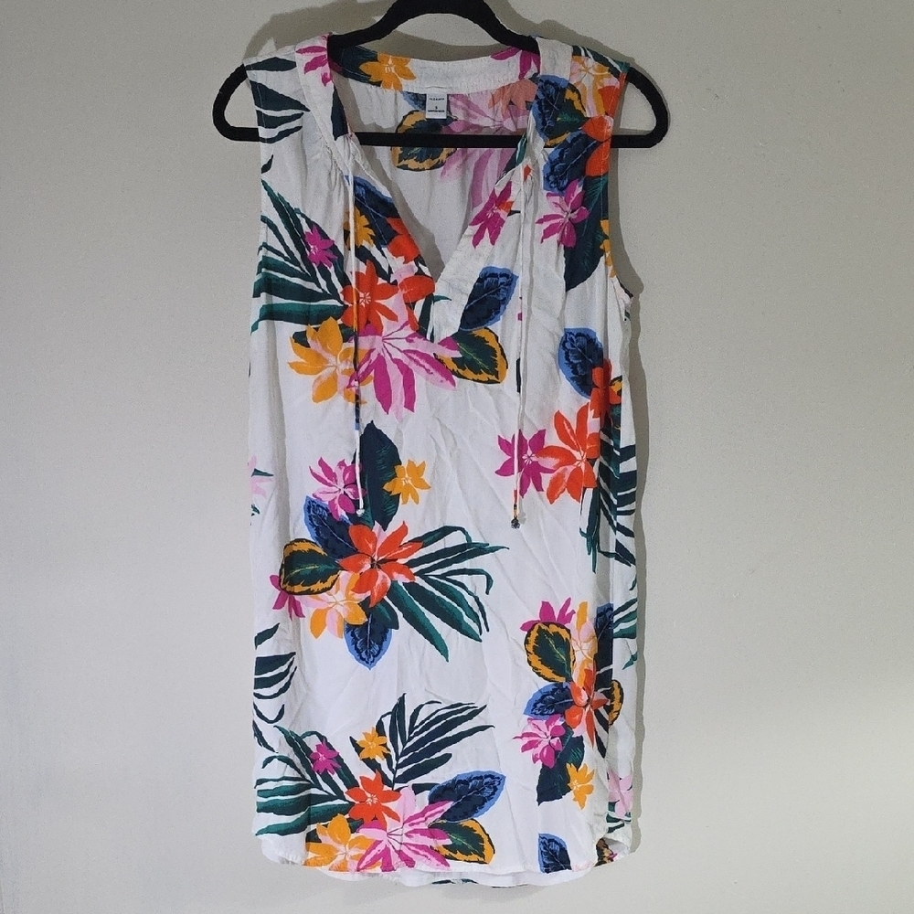 Old Navy Pink and White Mini Dress Tropical Floral
